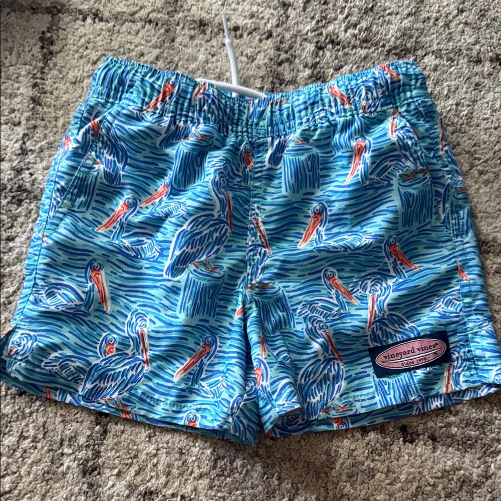 Vineyard Vines Turquoise Pelican Print Swim Shorts